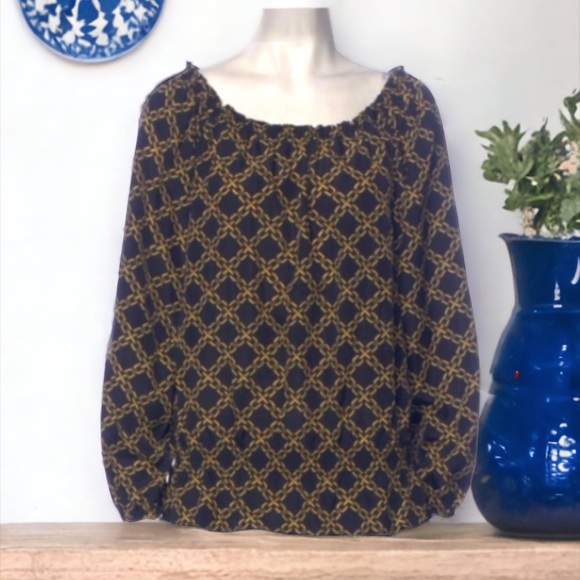 MICHAEL Michael KORS Blue Chain Link Top Size Small - Picture 1 of 8